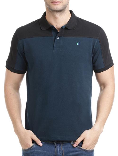blue cotton color block t-shirt - 12426056 - Very Small Image - 1