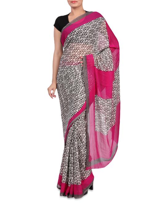 multicolor printed chiffon saree with blouse - 1242663 - Very Small Image - 1