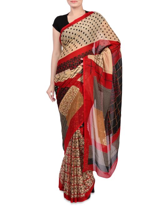 multicolor printed chiffon saree - 1242670 - Very Small Image - 1