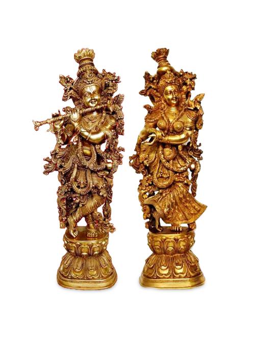 brass radha krishna statue set - 1242898 - Very Small Image - 1