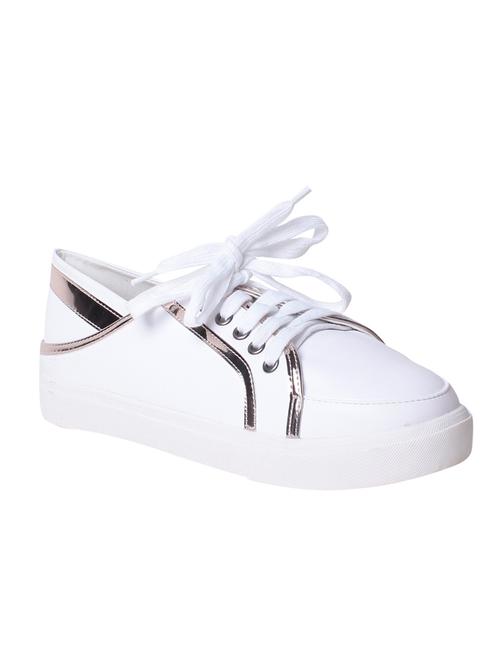 white faux leather laceup sneakers - 12435694 - Very Small Image - 1