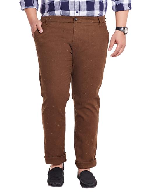brown cotton chinos casual trousers - 12435744 - Very Small Image - 1