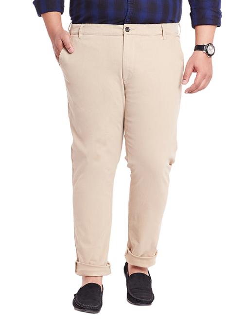 brown cotton chinos casual trousers - 12435747 - Very Small Image - 1