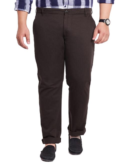 brown cotton chinos casual trousers - 12435763 - Very Small Image - 1