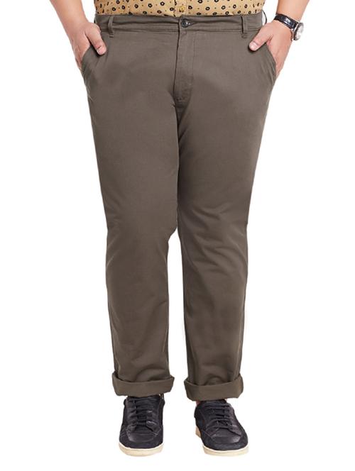 brown cotton chinos casual trousers - 12435771 - Very Small Image - 1