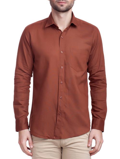 brown cotton casual shirt - 12441354 - Very Small Image - 1