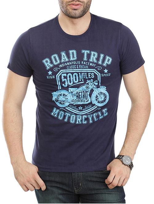 blue cotton chest print t-shirt - 12441759 - Very Small Image - 1