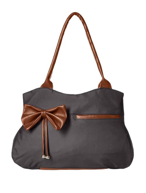 grey leatherette bow handbag - 12441872 - Very Small Image - 1