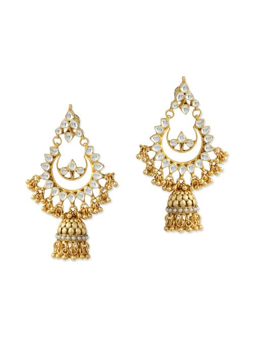 gold metal chandballi earring - 12442776 - Very Small Image - 1