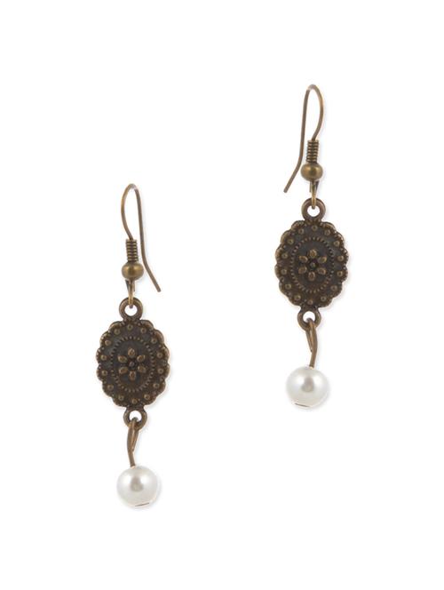 antique bronze metal drop earring - 12442968 - Very Small Image - 1