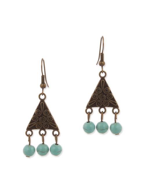 antique bronze metal drop earring - 12442969 - Very Small Image - 1
