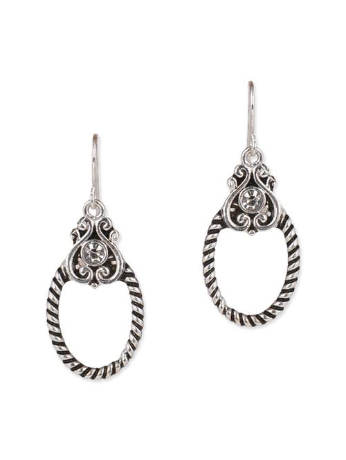 silver metal drop earring - 12442977 - Very Small Image - 1
