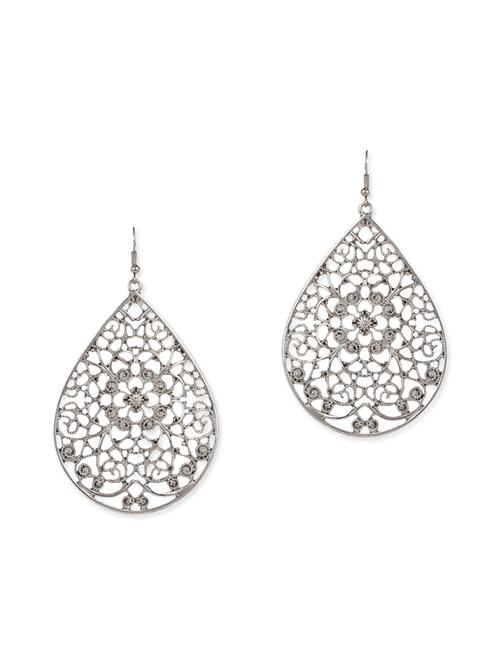 silver metal drop earring - 12442985 - Very Small Image - 1
