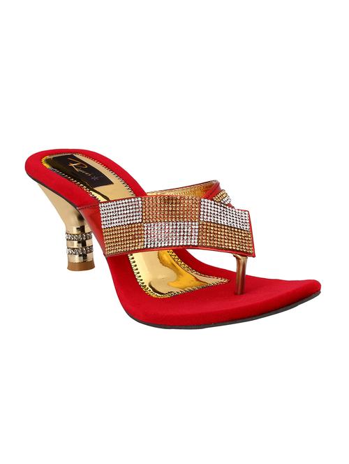 red leatherette toe separator sandals - 12444660 - Very Small Image - 1