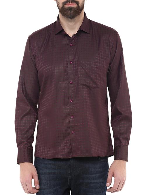 purple checkered polyester casual shirt - 12445554 - Very Small Image - 1