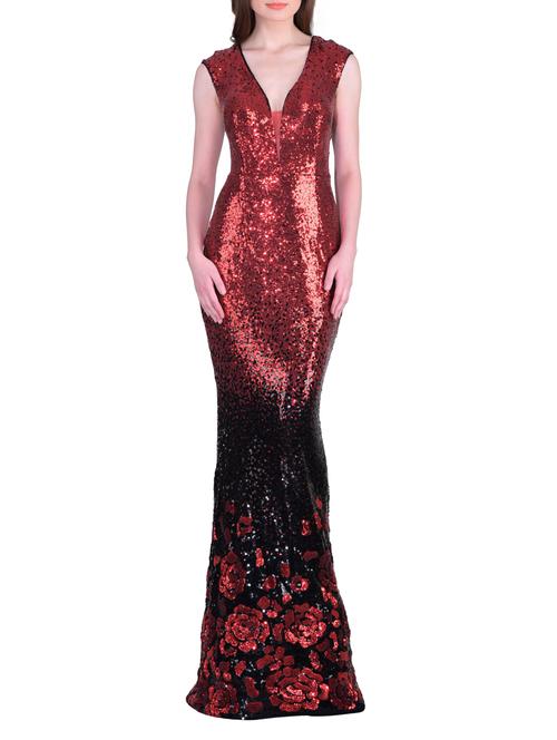 red sequined spandex gown dress - 12449018 - Very Small Image - 1