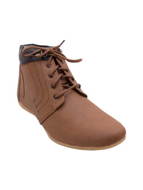 tan synthetic lace up boots - 12450481 - Very Small Image - 1