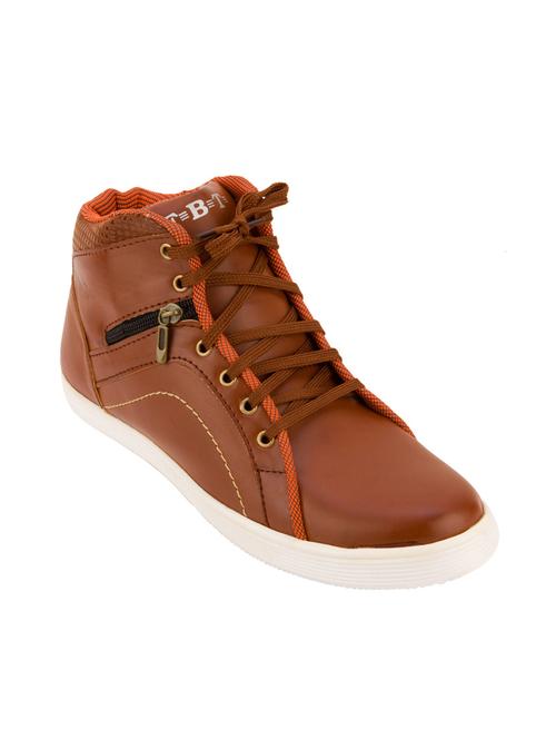 brown synthetic lace up sneakers - 12450491 - Very Small Image - 1