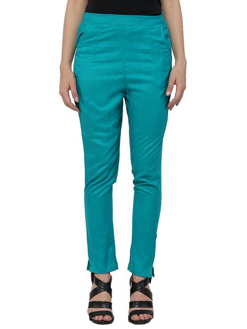 green rayon trouser - 12453222 - Very Small Image - 1