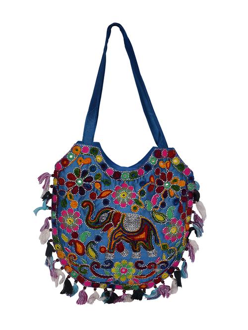 blue cotton embroidered handbag - 12453926 - Very Small Image - 1
