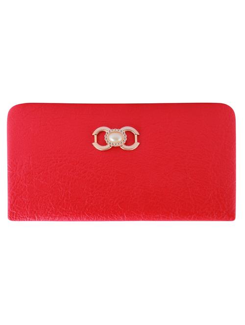 red synthetic leather embellished clutch - 12457346 - Very Small Image - 1