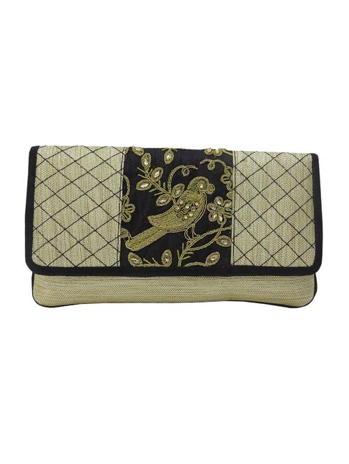 beige silk embellished clutch - 12458878 - Very Small Image - 1