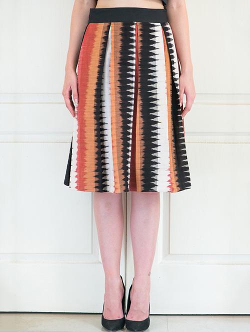 multicoloured ikat print cotton box pleat skirt - 12459982 - Very Small Image - 1
