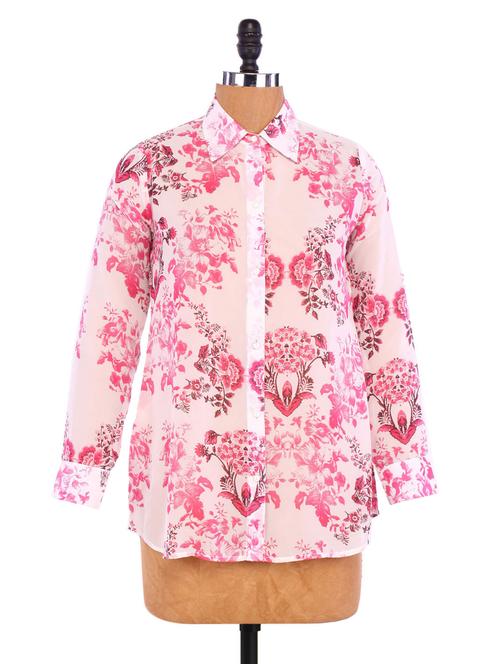 pink and white polyester printed tunic - 1246071 - Very Small Image - 1