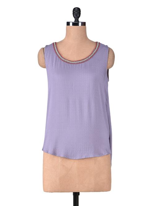 Purple Viscose Dobby Sleeveless Top - 1246530 - Very Small Image - 1