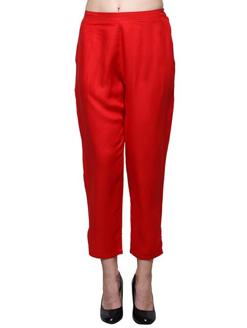red rayon trouser - 12471929 - Very Small Image - 1