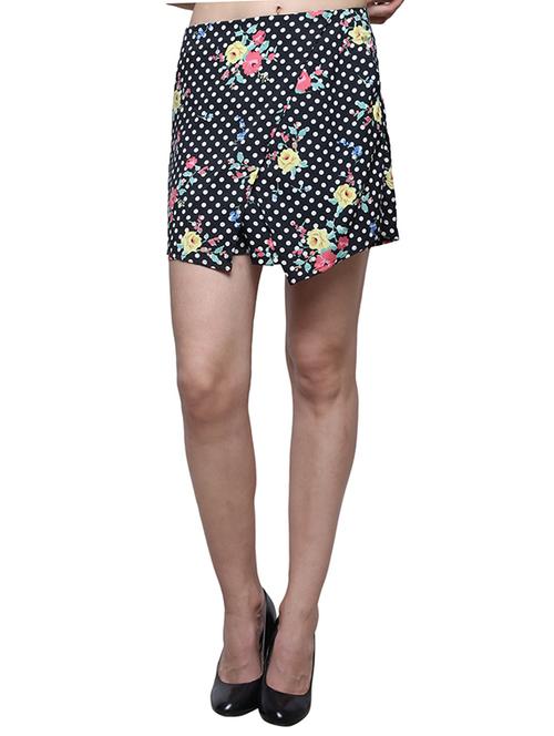 black printed crepe skorts short - 12471931 - Very Small Image - 1