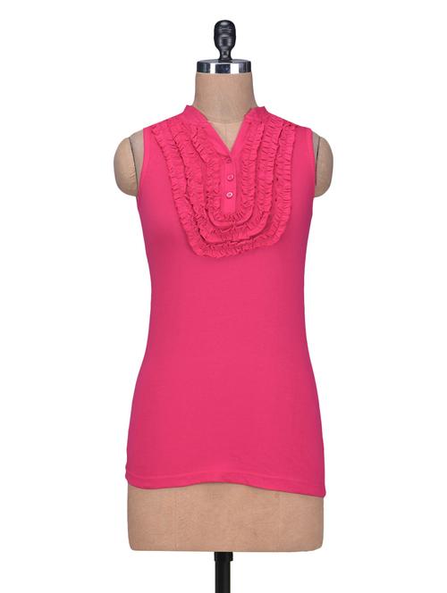 pink cotton knit plain top - 1247248 - Very Small Image - 1
