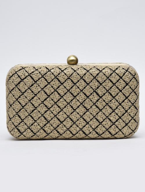 black and gold embroidered box clutch - 1247603 - Very Small Image - 1