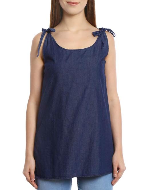 navy blue cotton regular top - 12478812 - Very Small Image - 1