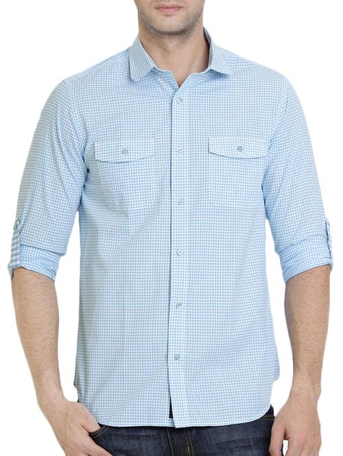 light blue cotton casual shirt - 12479151 - Very Small Image - 1