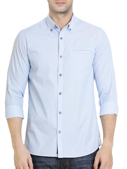 blue cotton casual shirt - 12479172 - Very Small Image - 1