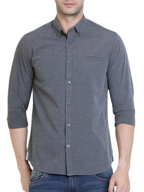 grey cotton casual shirt - 12479177 - Very Small Image - 1