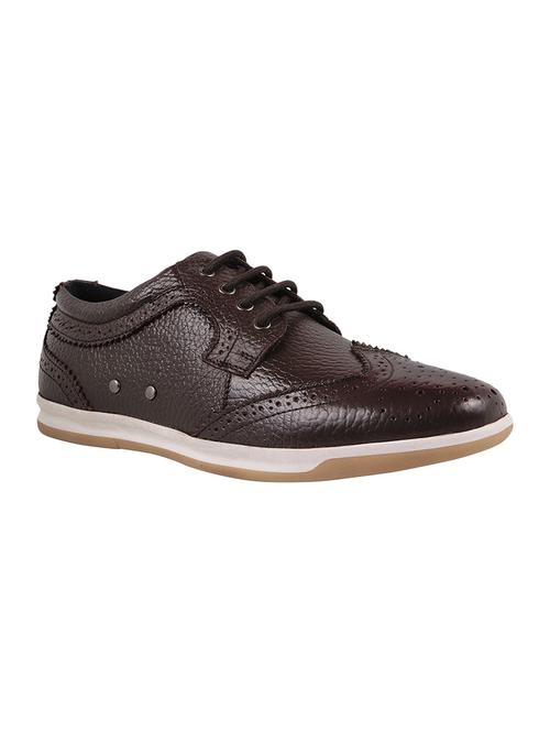 brown leather lace up casual shoes - 12481255 - Very Small Image - 1