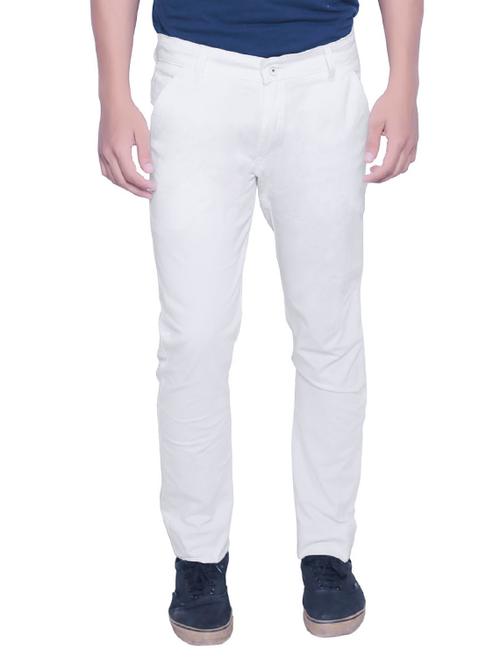 white cotton chinos casual trousers - 12481805 - Very Small Image - 1