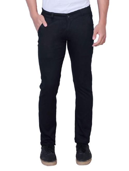 black cotton chinos casual trousers - 12481820 - Very Small Image - 1