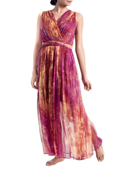 magenta printed chiffon maxi dress - 12483739 - Very Small Image - 1