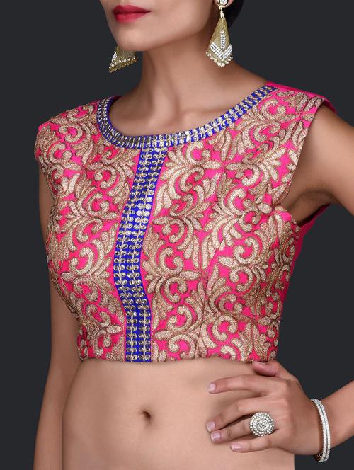 Zari Embroidered Fuchsia Stitched Blouse - 1248477 - Very Small Image - 1