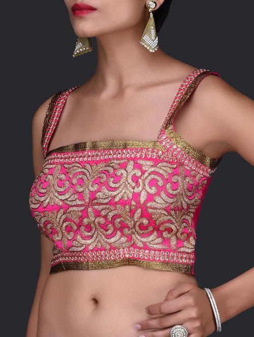 Fuchsia Stitched Zari Blouse - 1248479 - Very Small Image - 1