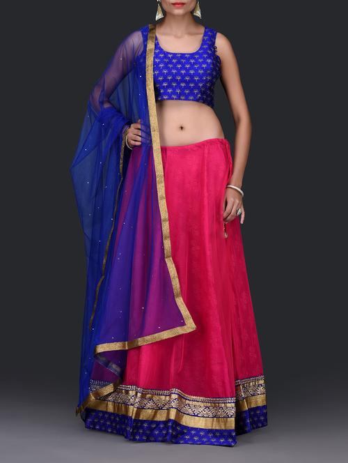 Pink Jacquard Net Lehenga Set - 1248507 - Very Small Image - 1
