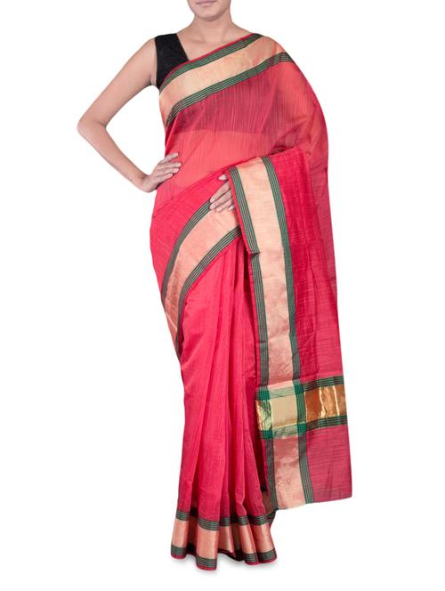 red banarasi saree with gold border - 1248518 - Very Small Image - 1