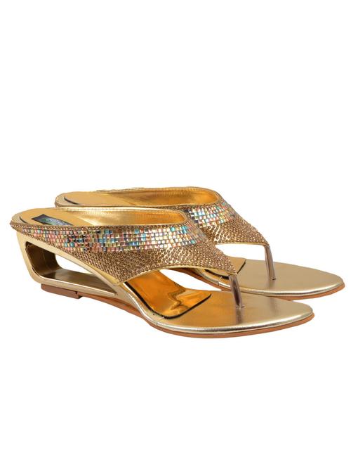 gold leatherette sandals - 12485837 - Very Small Image - 1