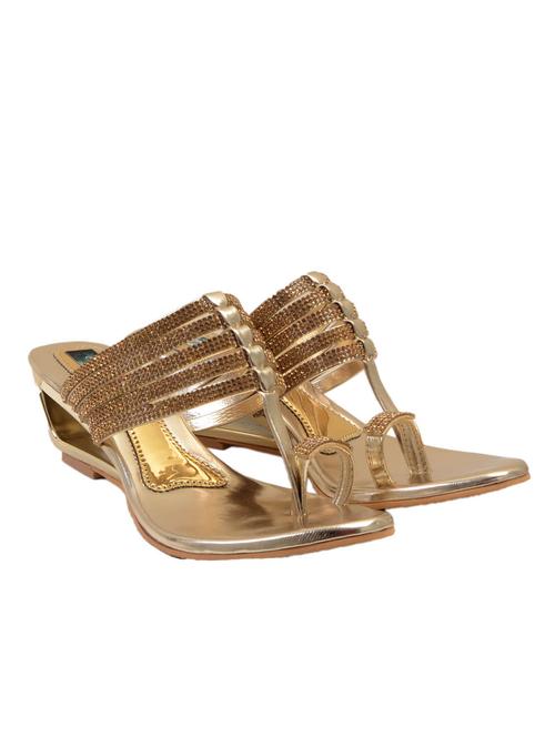 gold leatherette sandals - 12485838 - Very Small Image - 1
