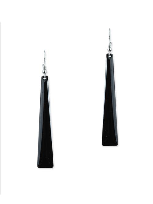 black silver plated drop earring - 12496274 - Very Small Image - 1