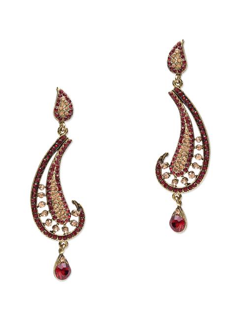red stone studded metallic earring - 1250172 - Very Small Image - 1