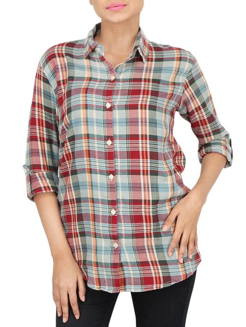 multicolored checkered cotton regular shirt - 12503801 - Very Small Image - 1